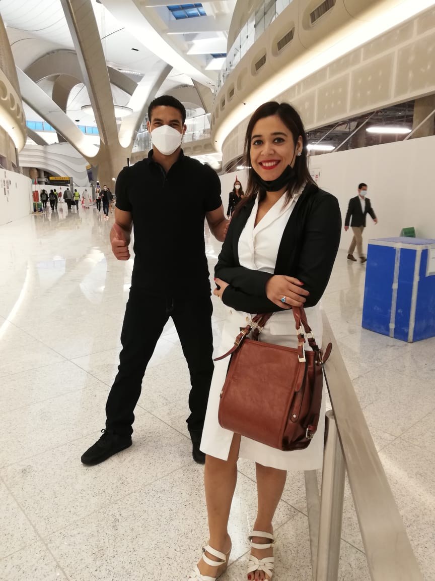 Pooja Sudha with Hollywood actor Greg Tarzan Davis, star of Mission Impossible 7