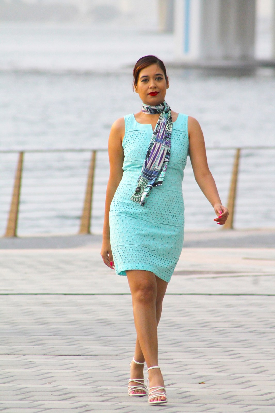 Pooja Sudha portrait in a teal lace dress